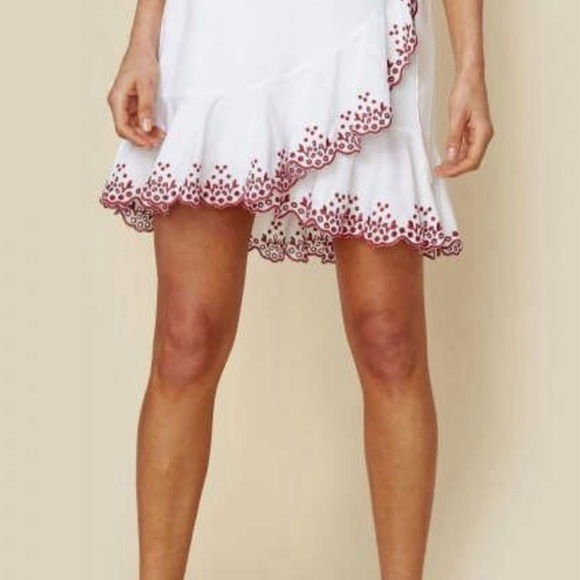 Rebecca Minkoff Alice Perforated Pattern A-Line Layered Skirt - Picture 2 of 16